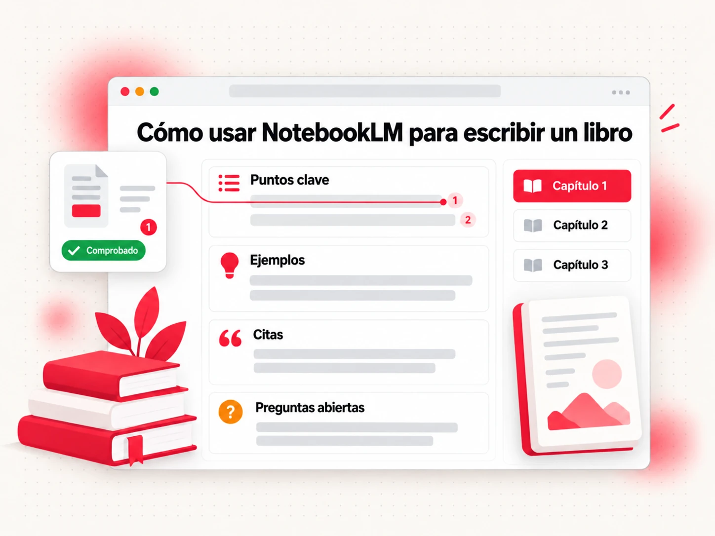 Cómo usar NotebookLM para escribir un libro: notas de capítulos con citas, puntos clave y preguntas abiertas para cada capítulo