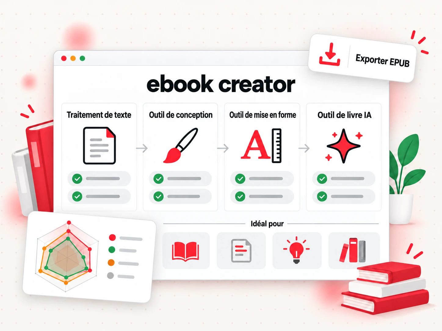 Un ebook creator : comparer le traitement de texte, l'outil de design, l'outil de mise en forme et l'outil de livre IA