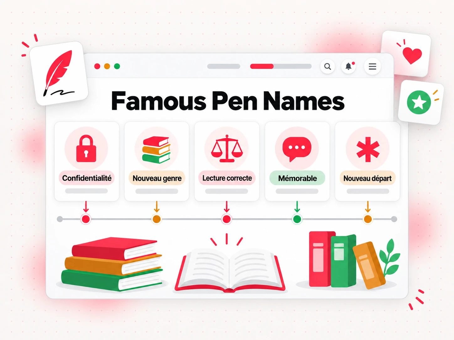 Des noms de plume célèbres classés selon les raisons qu'avaient leurs auteurs (Famous Pen Names)