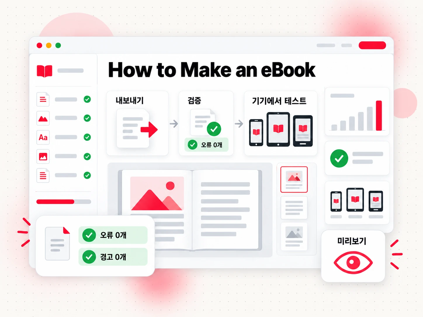 전자책 파일 만드는 법: 내보내기, 오류 0건으로 검증, 기기에서 테스트(How to Make an eBook)