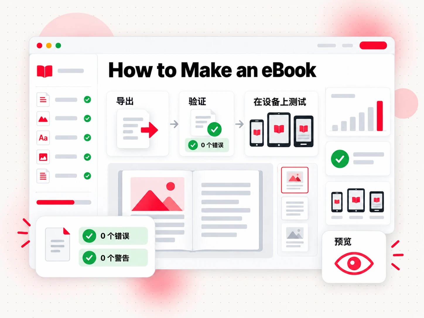 如何制作电子书文件（How to Make an eBook）：导出、零错误校验并在设备上测试