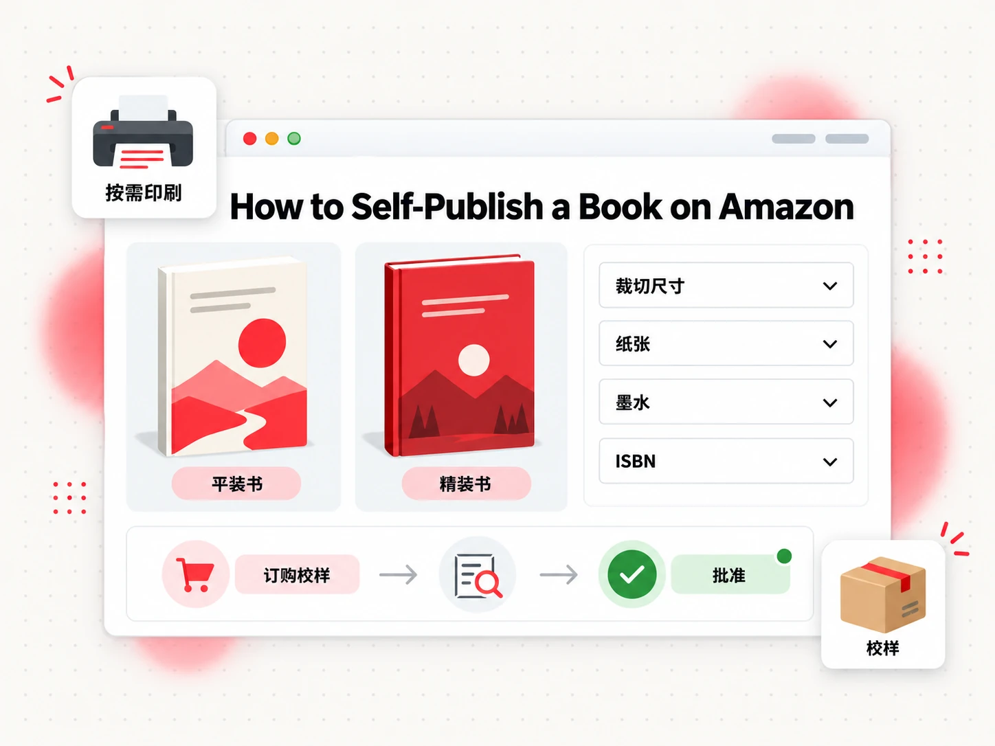 在 Amazon 上以纸质形式自助出版图书，含裁切尺寸、纸张与校样步骤（How to Self-Publish a Book on Amazon）